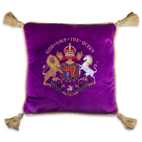 Buckingham Palace Purple Velvet Cushion