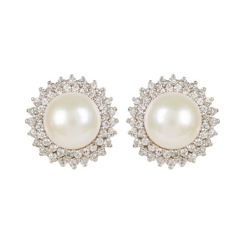 Pearl centred earrings with a crystal surround. 
