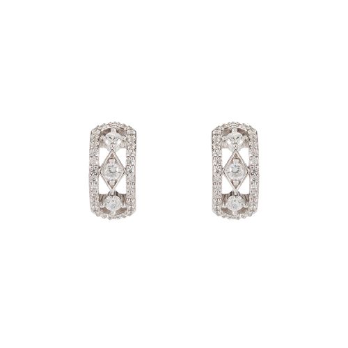 Half hoop earrings with diamond shapes down the centre