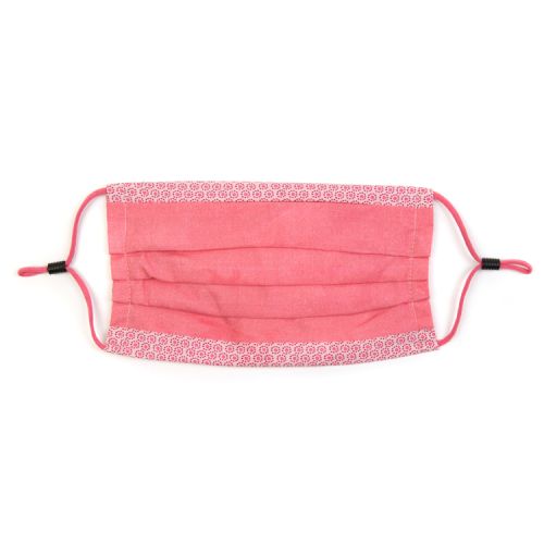 pink patterned face covering with adjustable straps