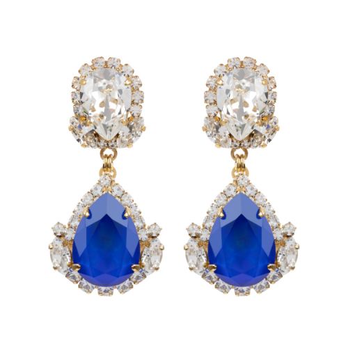 Crystal earrings with blue drop crystal pendant