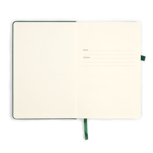 green notebook with elastic strap and embossed windsor castle crest