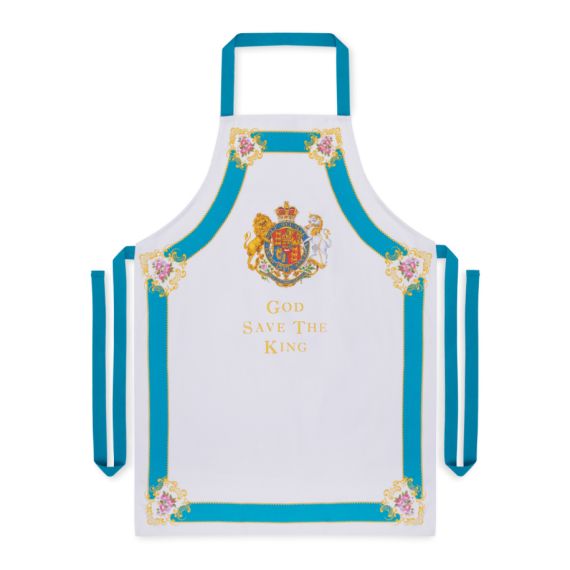 God save The King cotton tea towel, decorated with roses