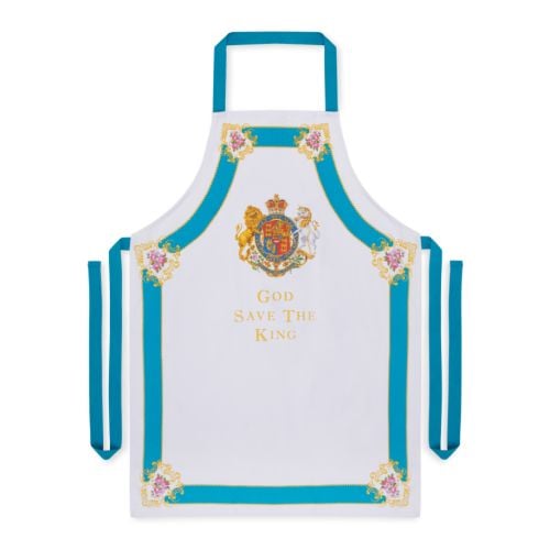 God save The King cotton tea towel, decorated with roses