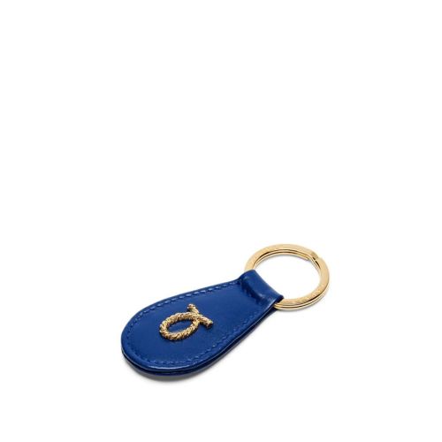 Launer Blue Keyfob with gold detailing.