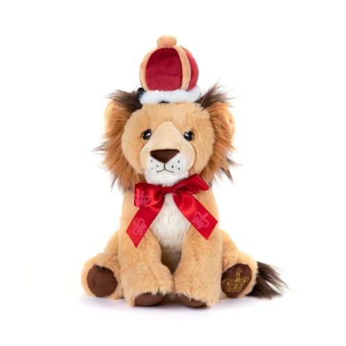 Lion soft today featuring Buckingham Palace red bow and crown, as well as crown on bottom right paw. 