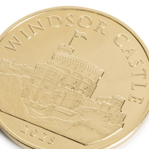 Windsor Castle 2025 Coin featuring the Round Tower. 