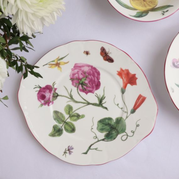 Chelsea Porcelain Salad plate on a table with flowers and other plates from the range. Chelsea Porcelain Salad plate on a table with flowers and other plates from the range.
