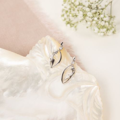 drop earrings in silver with thistle decoration